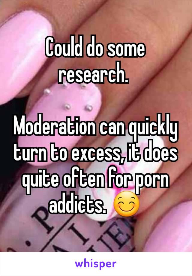 Could do some research. 

Moderation can quickly turn to excess, it does quite often for porn addicts. 😊
