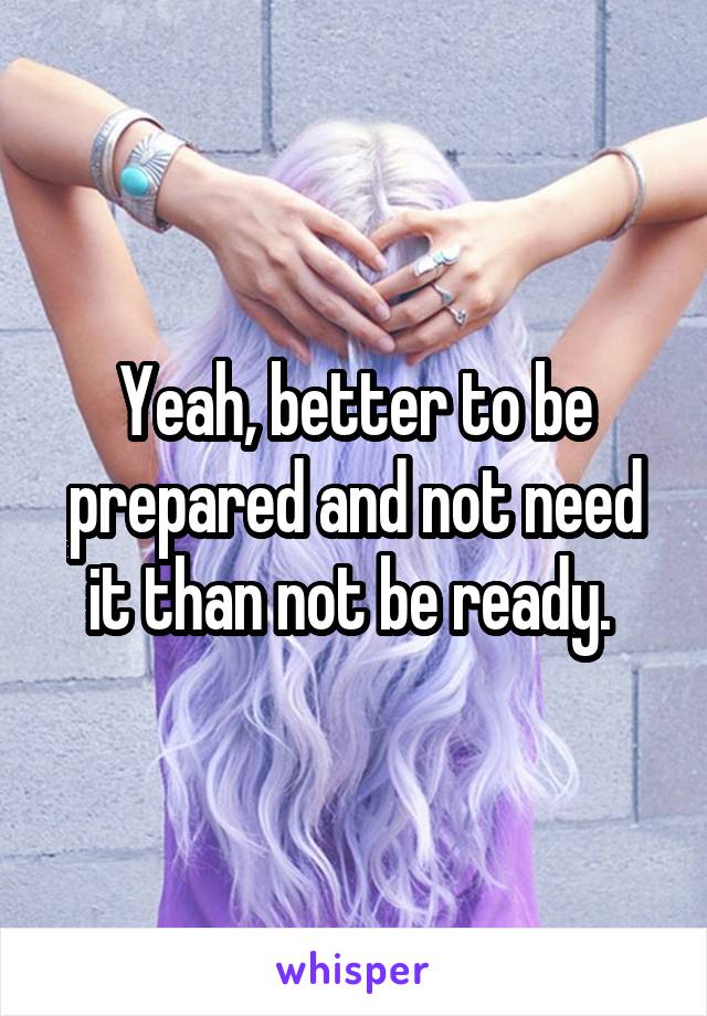 Yeah, better to be prepared and not need it than not be ready. 