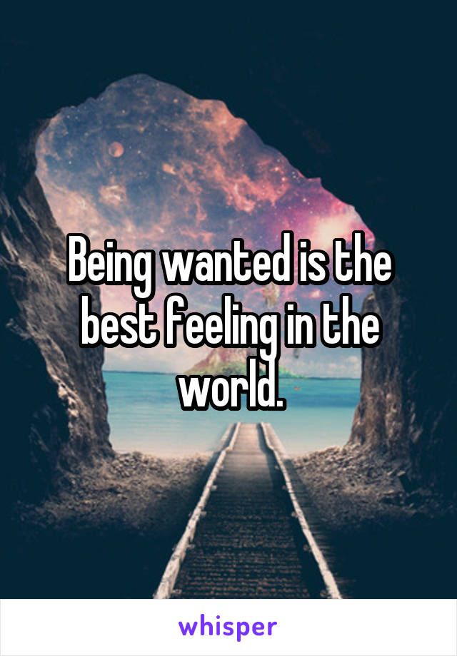Being wanted is the best feeling in the world.