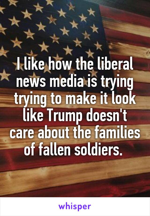 I like how the liberal news media is trying trying to make it look like Trump doesn't care about the families of fallen soldiers. 
