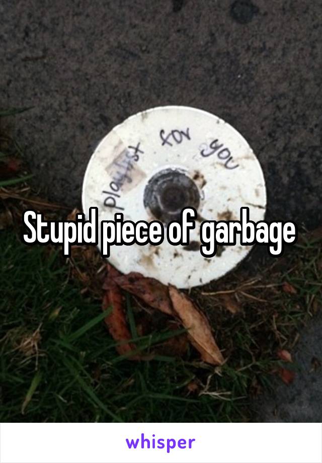 Stupid piece of garbage 