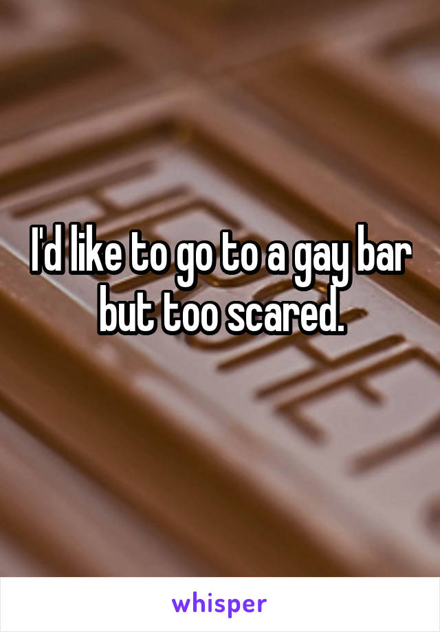 I'd like to go to a gay bar but too scared.
