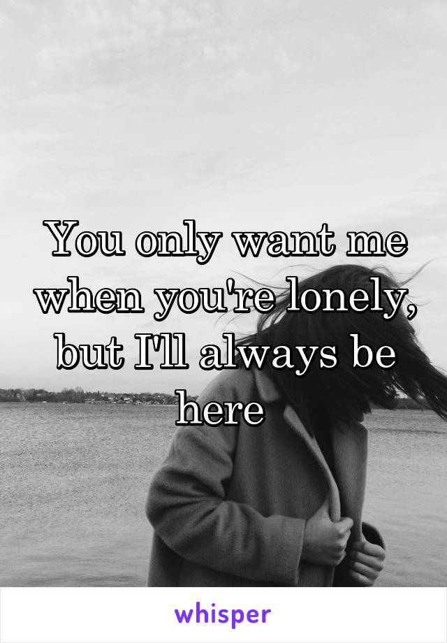 You only want me when you're lonely, but I'll always be here 