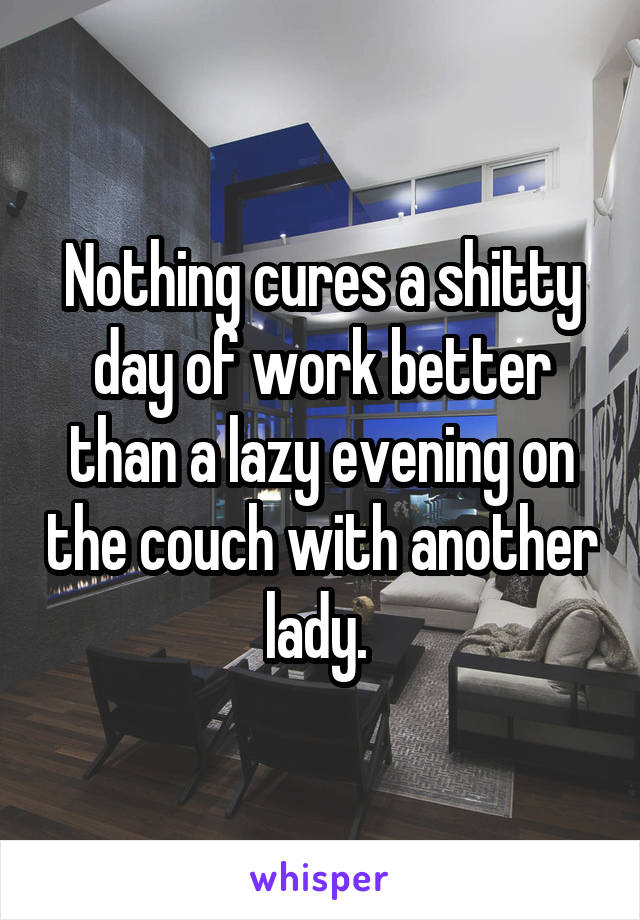 Nothing cures a shitty day of work better than a lazy evening on the couch with another lady. 