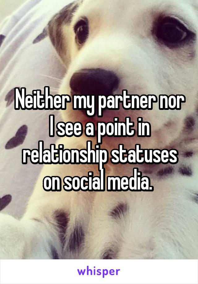 Neither my partner nor I see a point in relationship statuses on social media. 