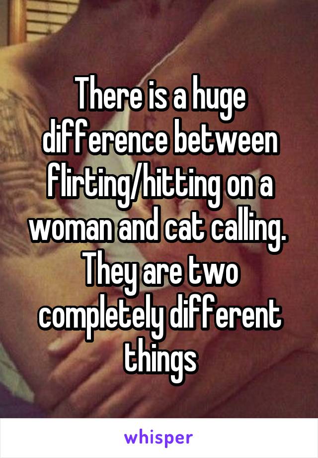There is a huge difference between flirting/hitting on a woman and cat calling.  They are two completely different things