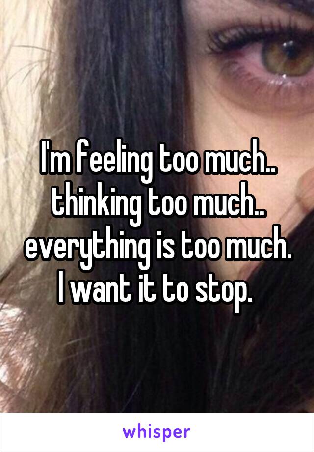 I'm feeling too much.. thinking too much.. everything is too much. I want it to stop. 