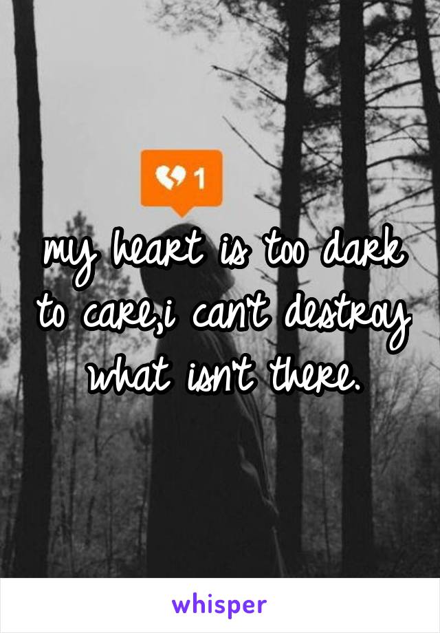 my heart is too dark to care,i can't destroy what isn't there.