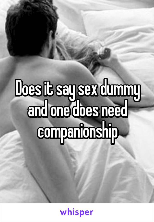 Does it say sex dummy and one does need companionship