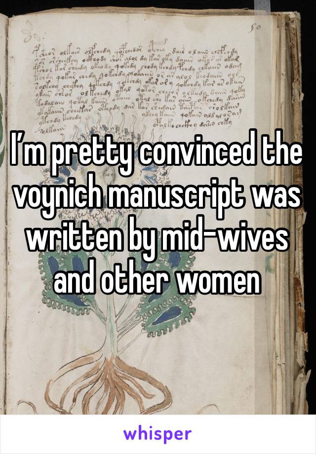 I’m pretty convinced the voynich manuscript was written by mid-wives and other women