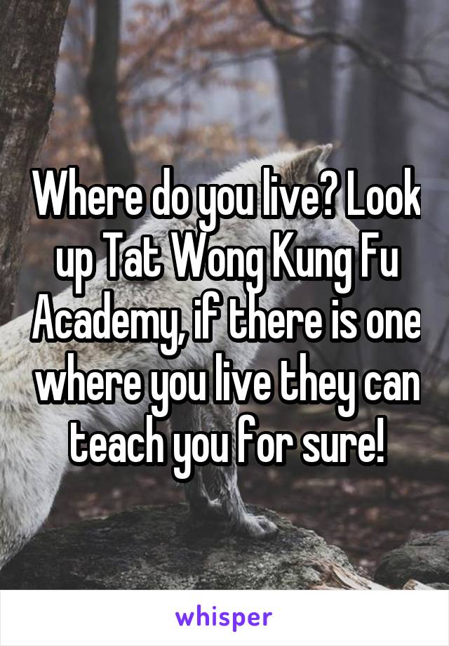Where do you live? Look up Tat Wong Kung Fu Academy, if there is one where you live they can teach you for sure!