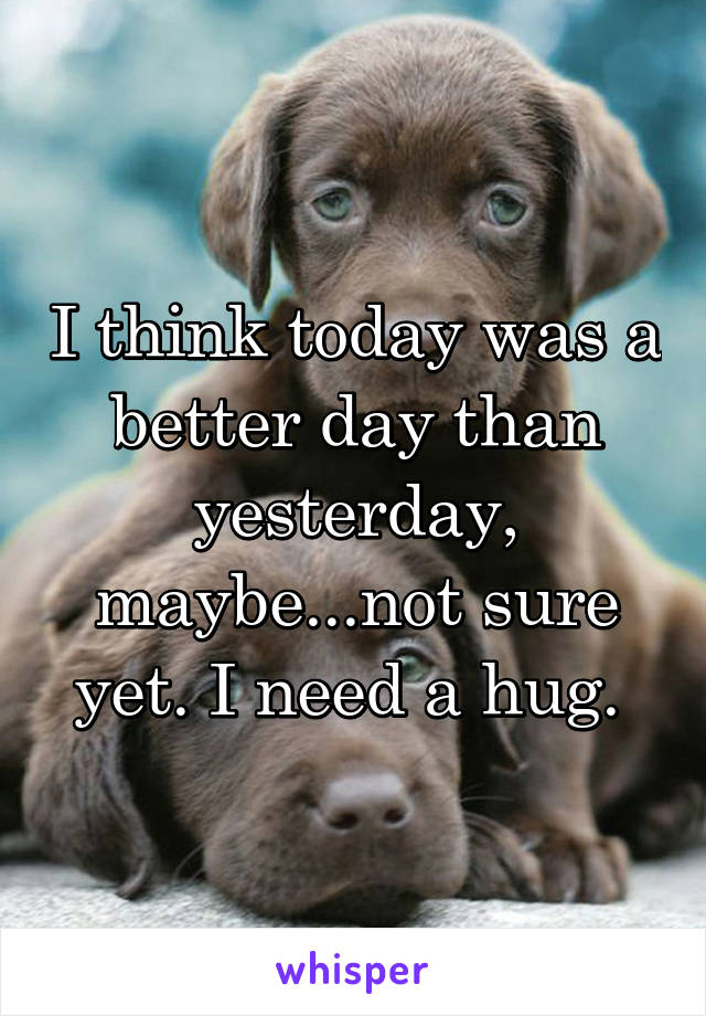 I think today was a better day than yesterday, maybe...not sure yet. I need a hug. 