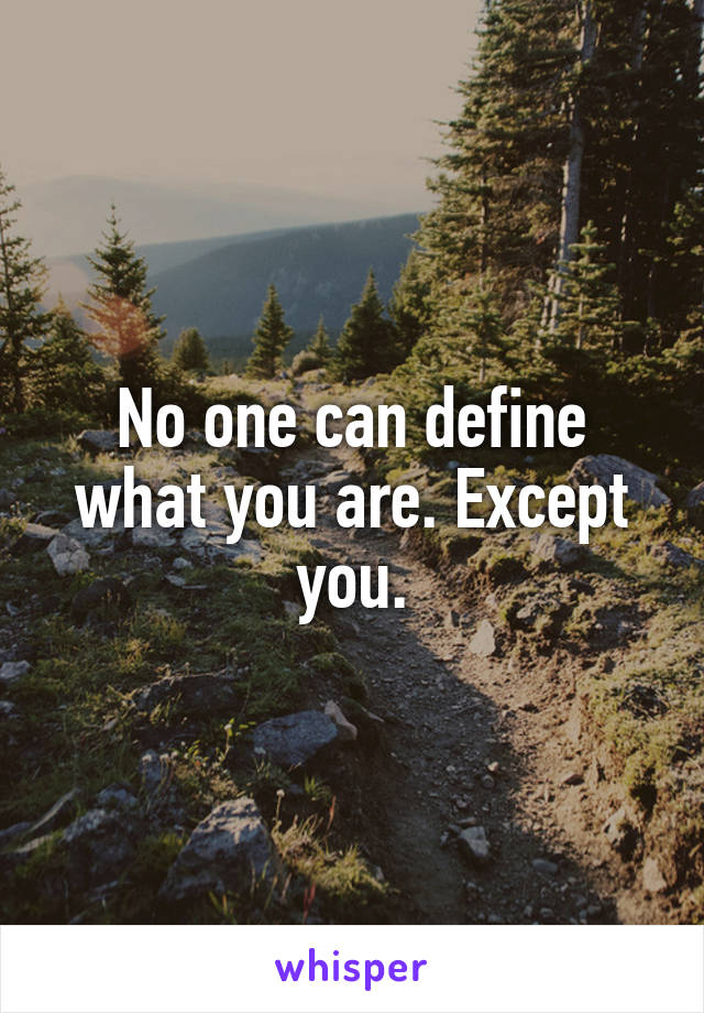 No one can define what you are. Except you.