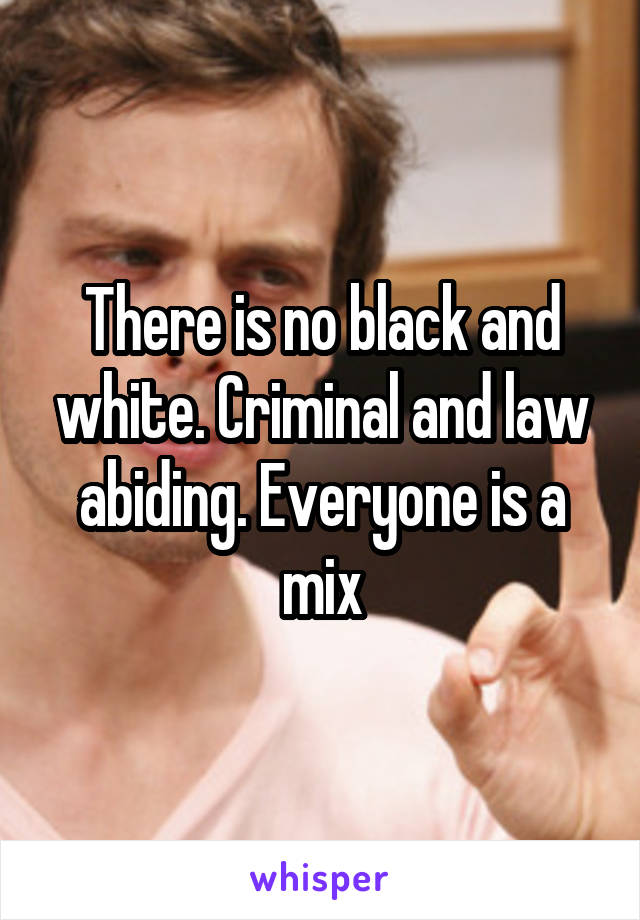 There is no black and white. Criminal and law abiding. Everyone is a mix