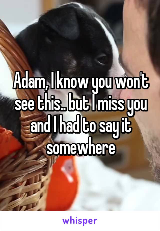Adam, I know you won't see this.. but I miss you and I had to say it somewhere