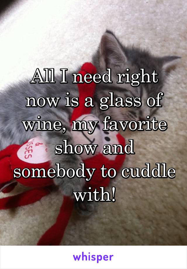 All I need right now is a glass of wine, my favorite show and somebody to cuddle with!