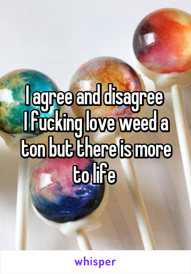 I agree and disagree 
I fucking love weed a ton but there is more to life 