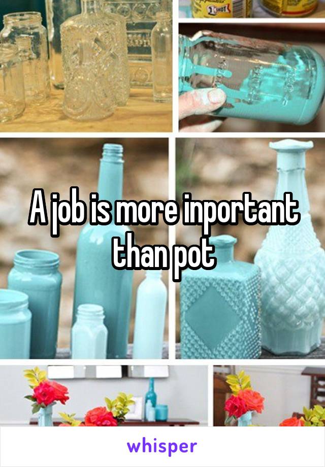 A job is more inportant than pot
