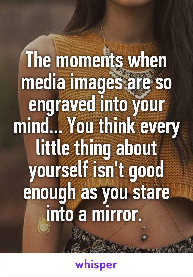 The moments when media images are so engraved into your mind... You think every little thing about yourself isn't good enough as you stare into a mirror. 