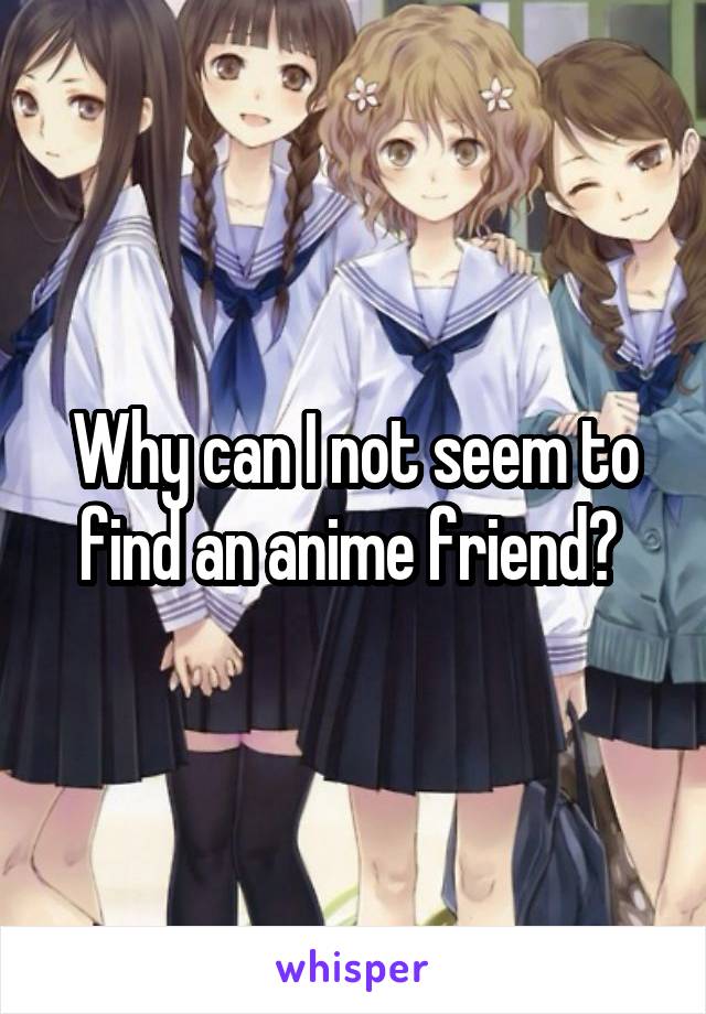 Why can I not seem to find an anime friend? 