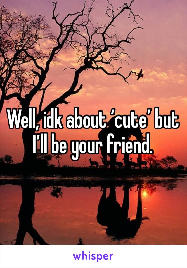 Well, idk about ‘cute’ but I’ll be your friend. 