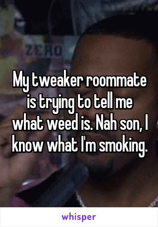 My tweaker roommate is trying to tell me what weed is. Nah son, I know what I'm smoking.
