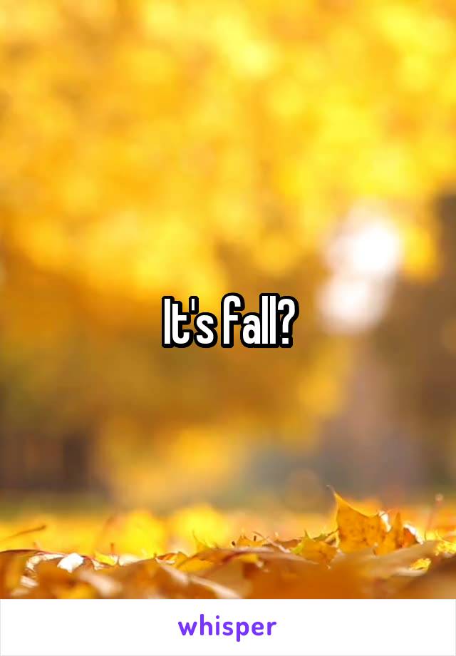 It's fall?