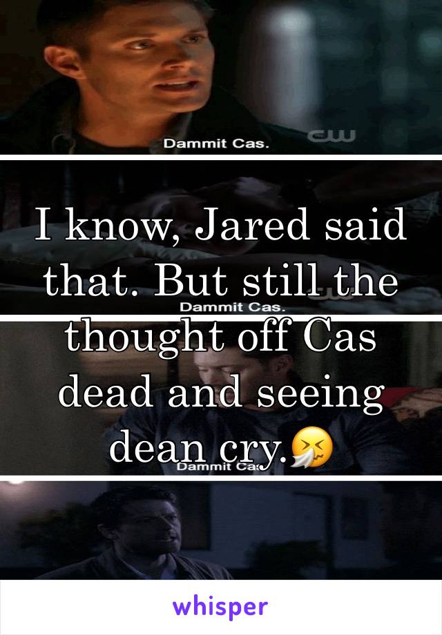 I know, Jared said that. But still the thought off Cas dead and seeing dean cry.🤧