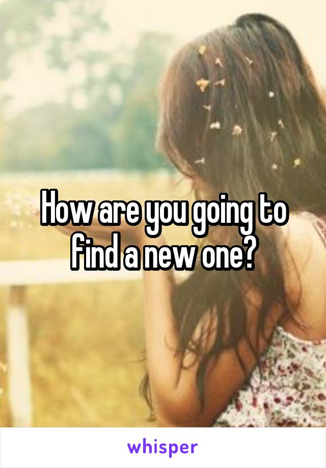 How are you going to find a new one?