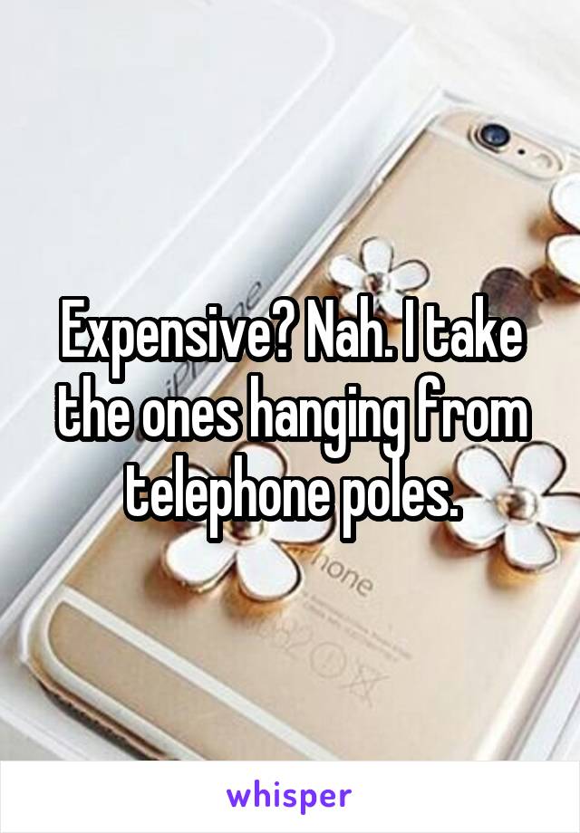 Expensive? Nah. I take the ones hanging from telephone poles.