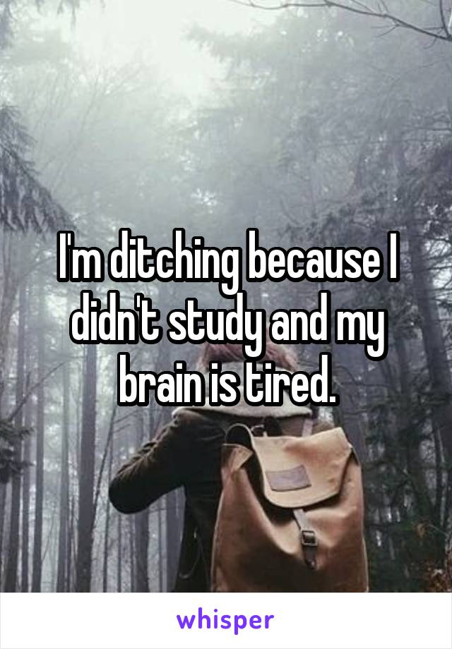 I'm ditching because I didn't study and my brain is tired.