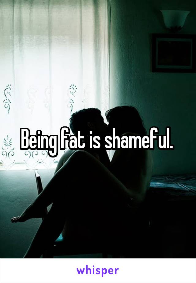 Being fat is shameful. 