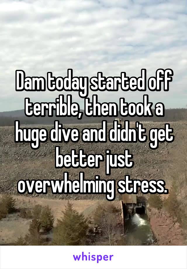 Dam today started off terrible, then took a huge dive and didn't get better just overwhelming stress. 