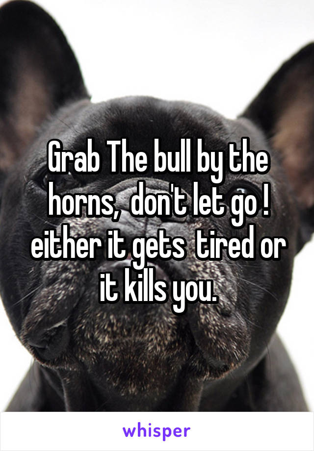 Grab The bull by the horns,  don't let go ! either it gets  tired or it kills you.