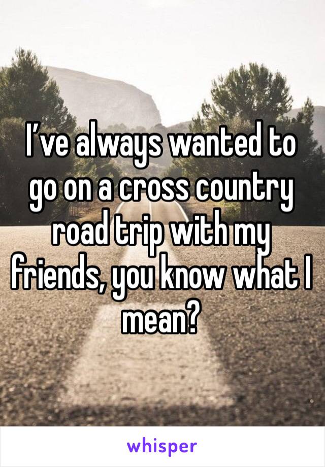 I’ve always wanted to go on a cross country road trip with my friends, you know what I mean?