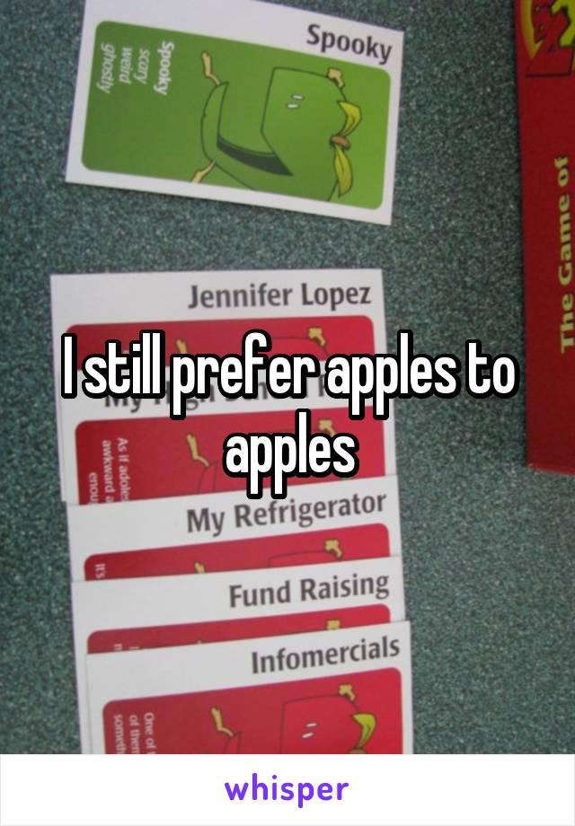 I still prefer apples to apples