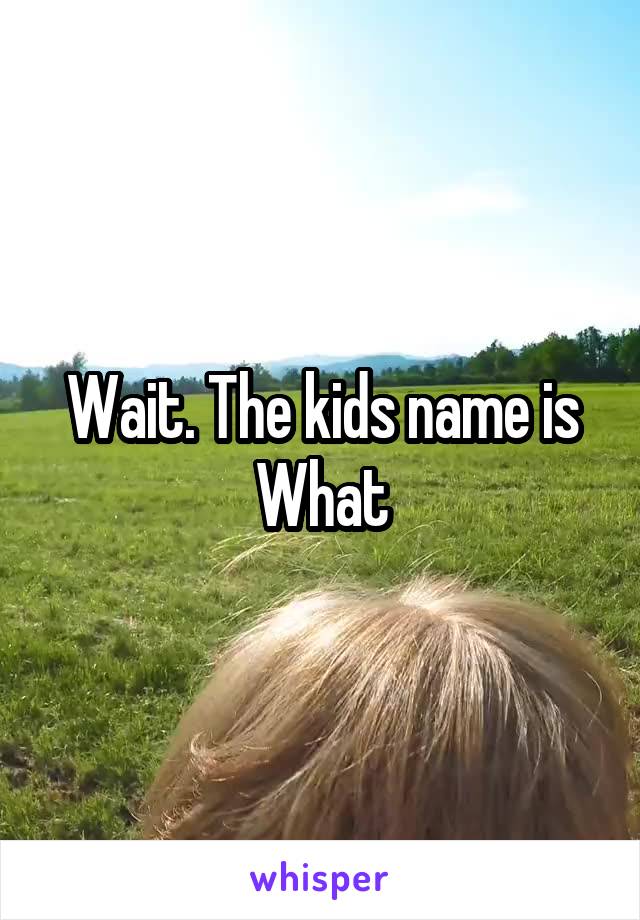 Wait. The kids name is What