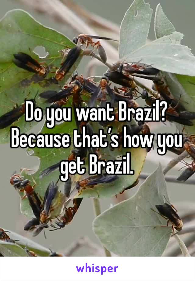 Do you want Brazil? Because that’s how you get Brazil.
