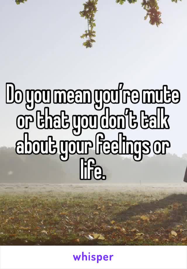 Do you mean you’re mute or that you don’t talk about your feelings or life.