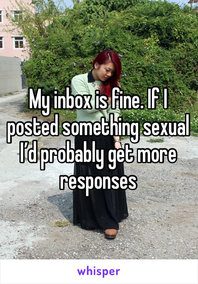 My inbox is fine. If I posted something sexual I’d probably get more responses 