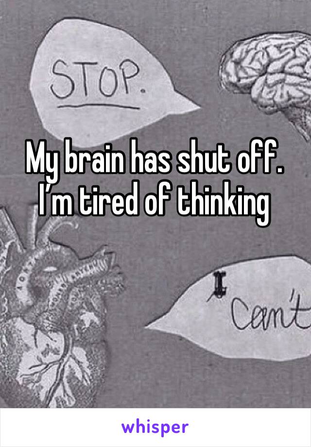 My brain has shut off.  I’m tired of thinking 