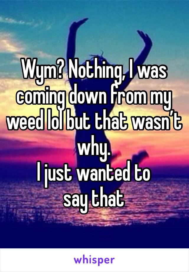 Wym? Nothing, I was coming down from my weed lol but that wasn’t why.
I just wanted to say that 