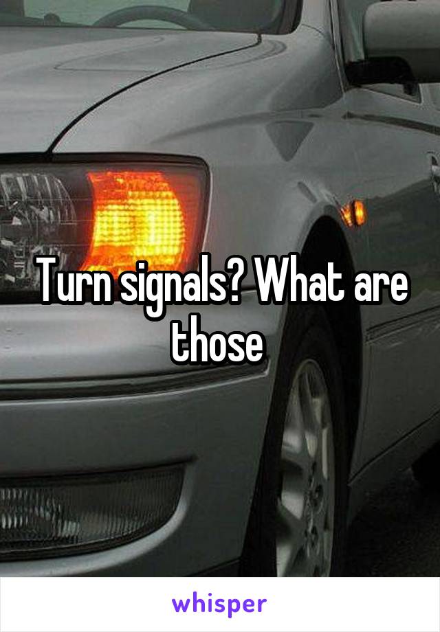 Turn signals? What are those 