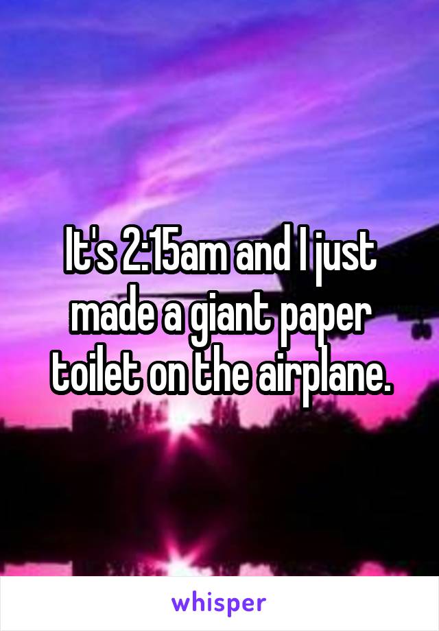 It's 2:15am and I just made a giant paper toilet on the airplane.