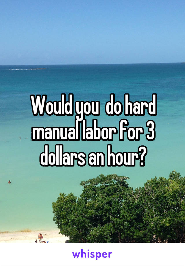 Would you  do hard manual labor for 3 dollars an hour?