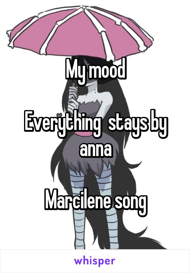 My mood

Everything  stays by anna

Marcilene song