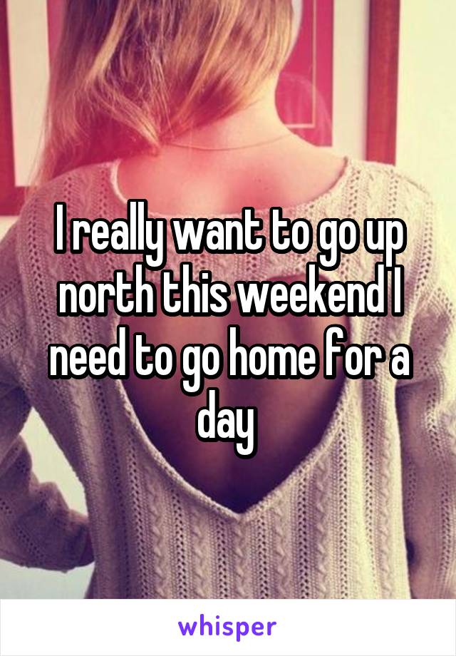 I really want to go up north this weekend I need to go home for a day 