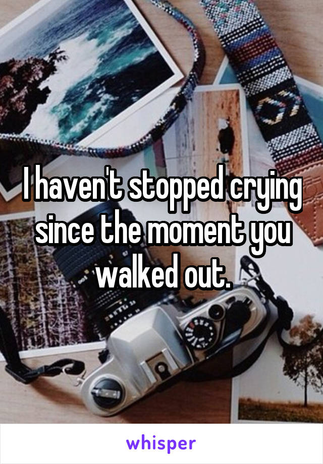 I haven't stopped crying since the moment you walked out.