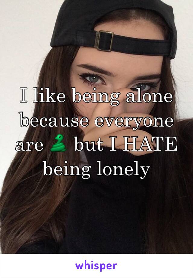 I like being alone because everyone are 🐍 but I HATE being lonely