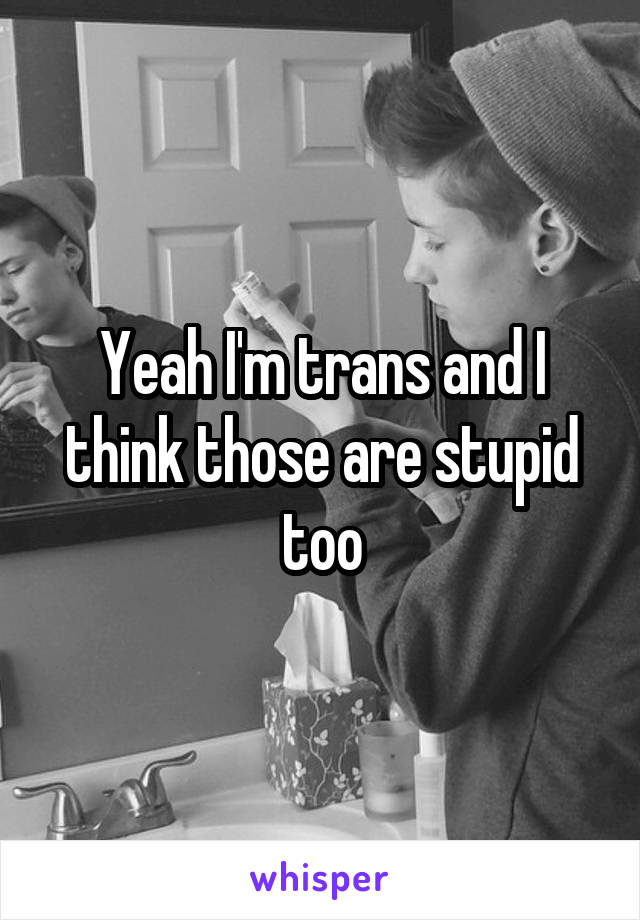 Yeah I'm trans and I think those are stupid too